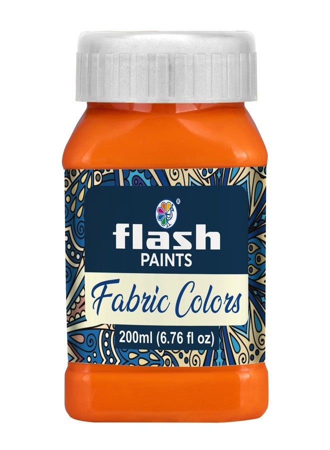 Flash Fabric Color Paint | 200 ml, 7 fl oz Each | High Pigment Strength | Non Fading | Indoor/Outdoor | Non Toxic | Multi-Surface Paint | Made In India (Orange) - Image 1